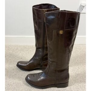 Guess Dark Brown Leather Tall Riding Boots Size 6.5M Equestrian Heritage Classic